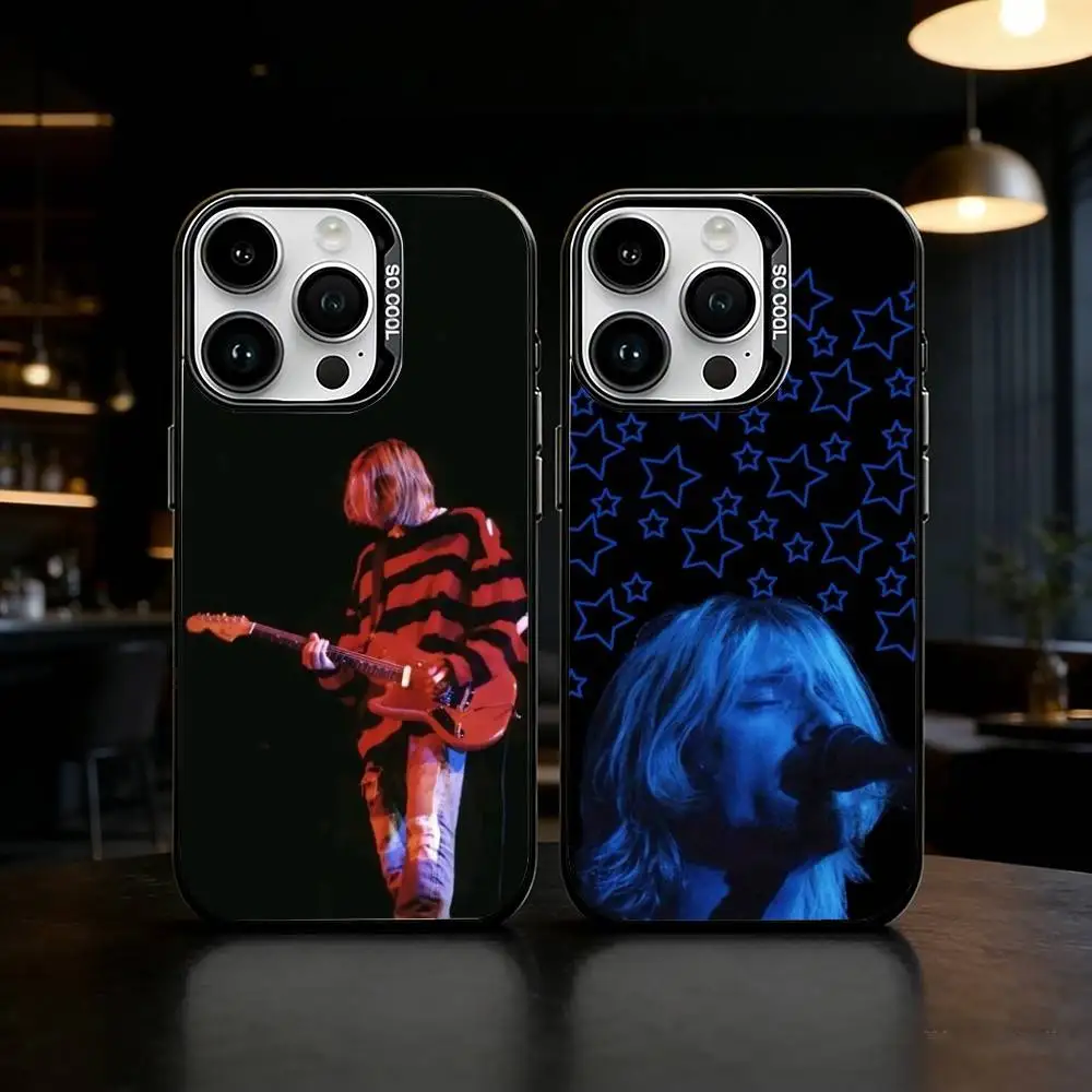 

K-Kurt Singer C-Cobain Phone Case For iPhone 17 16 15 14 13 12 11 Pro Max Plus Silver Matte Black Cover