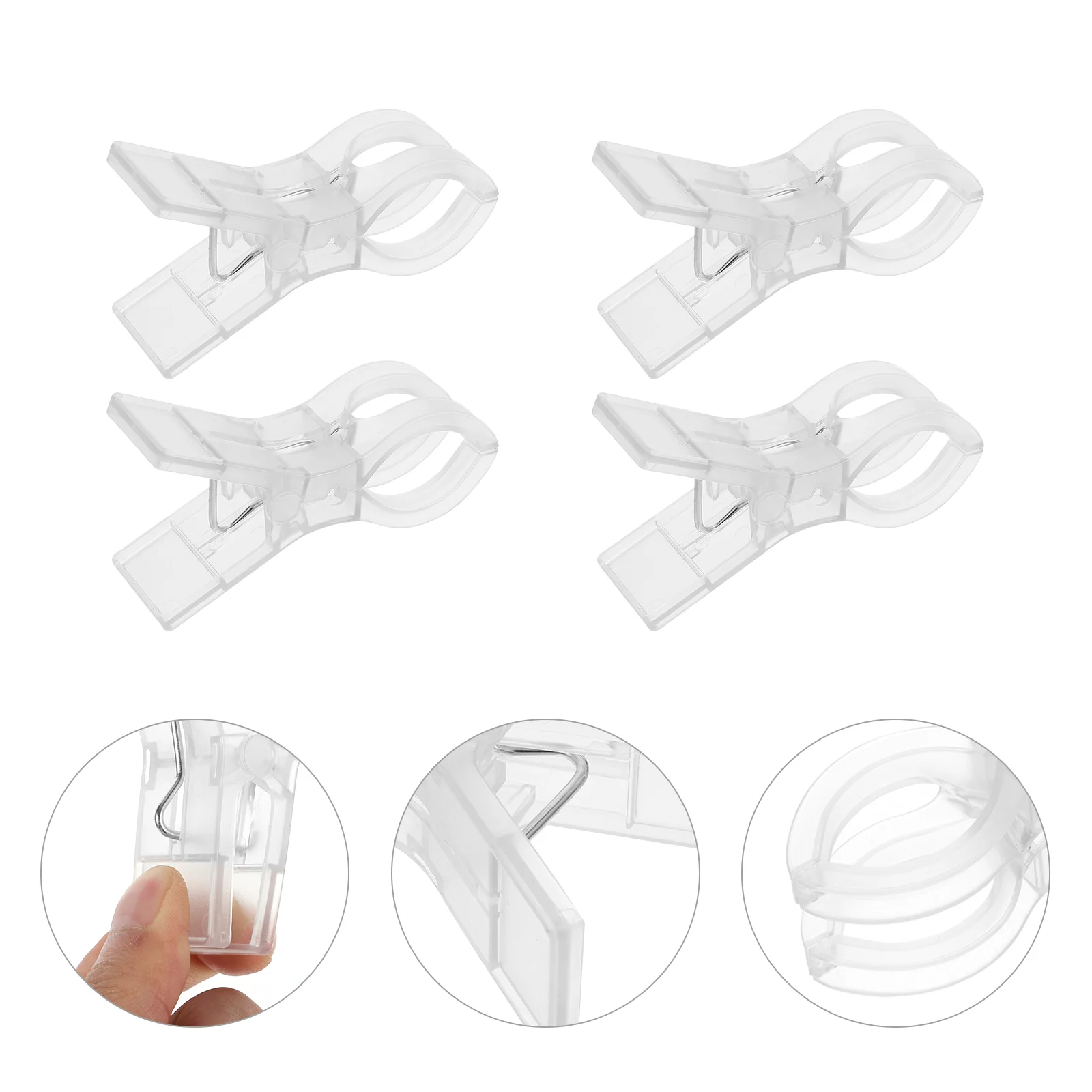 

8pcs Beach Towel Clips Clothes Pegs Clothing Hanger Clamp Jumbo Size Clips for Quilt Beach Chair Pool Loungers (Clear White)