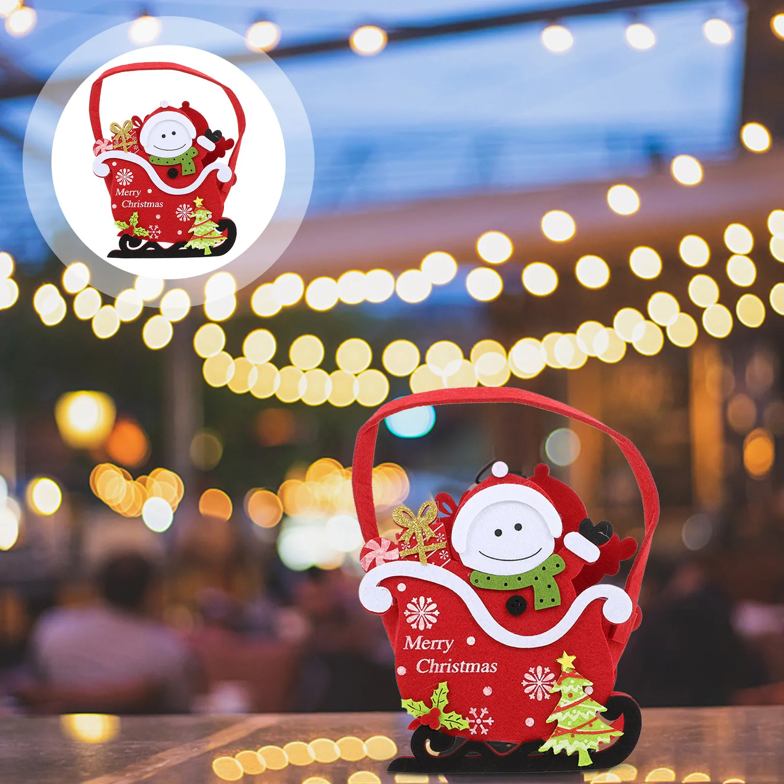 Xmas Food Storage Containers - 1 Stuks Vilt Kerst Snoepmandje Kerst