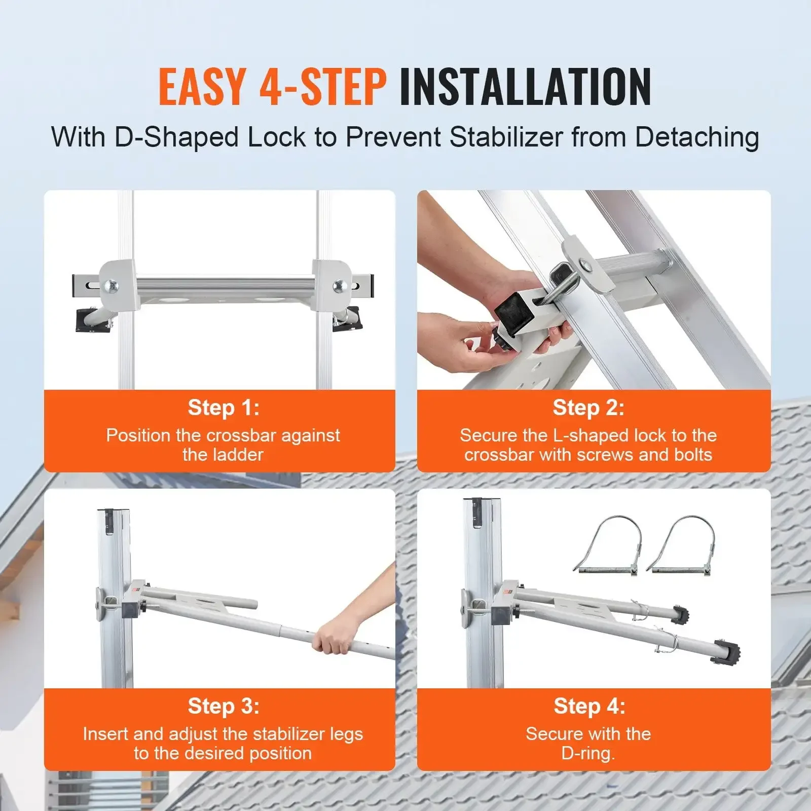 Ladder Stabilizer Adjustable Feet Extension Standoff Heavy Duty Accessory