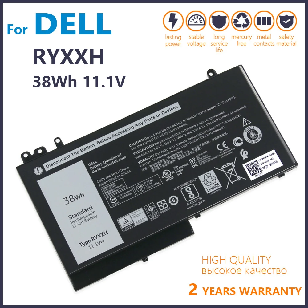 

Genuine New RYXXH Battery For DELL Latitude 3150 3160 3550 11 12 5000 E5250 Latitude E5450 E5550 14 9P4D2 VVXTW (9P4D2)