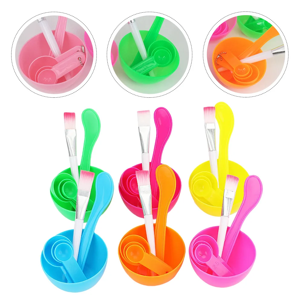 ชุดอุปกรณ์ทำมาส์กหน้า DIY 6 ชิ้น ชามผสมมาส์ก ทนทาน ทำความสะอาดง่าย เหมาะสำหรับการเดินทาง ดูแลความงามที่บ้าน ช้อนตวงพลาสติก