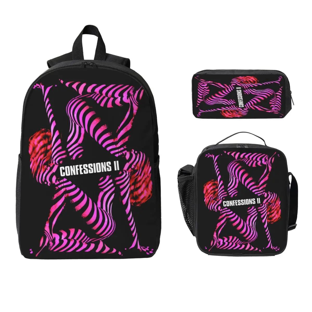 3Pcs Madonnas Confessions II 2026 School bags Set for Boy Girl Pen Bags Backpack Sets with Lunch Box For School Students Daypack