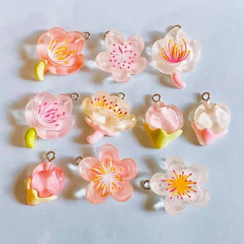 10pcs Transparent Flower Resin Charms For Jewelry Making Necklace Keychain Earrings Pendants DIY Supplies Accessories