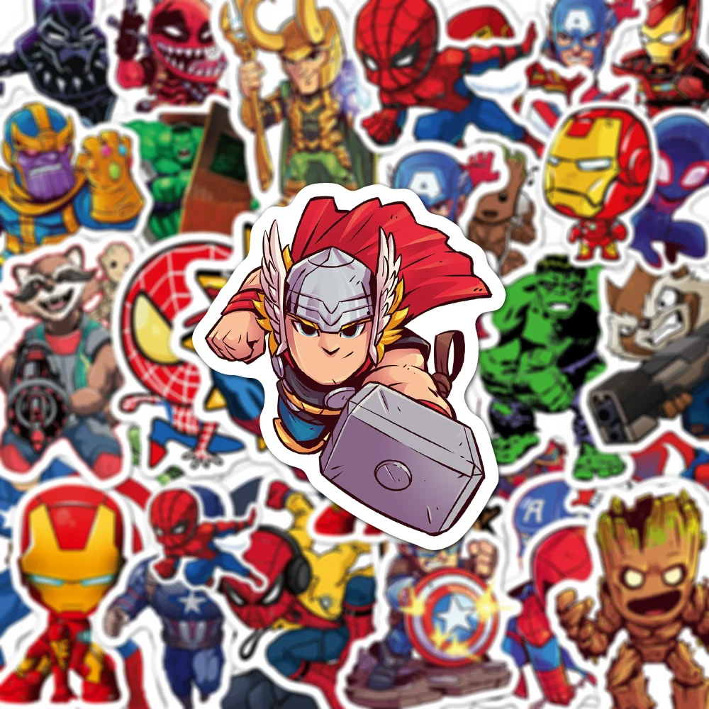 10/30/50/100pcs Bonito Da Disney Os Vingadores Anime Super-herói Adesivos DIY Notebook Skate Suitcase Legal Dos Desenhos Animados Graffiti Adesivo