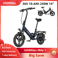 HillMiles Mile 1 Electric Bike Foldable 250W 36V 10.4Ah 14 Inch Tires Mini Lightweight Folding E-bike 7-Speed 60km 120kg Load