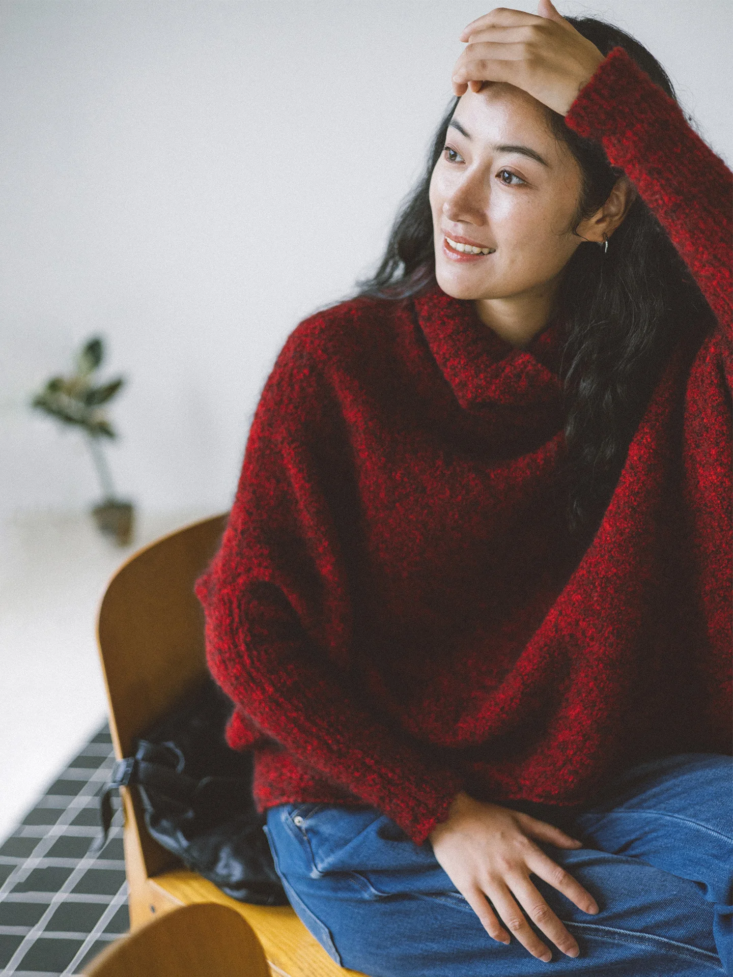 

Свободный женский вязаный свитер с высоким воротником, осенне-зимняя новинка, повседневный, из шерстяного материала, с длинными рукавами