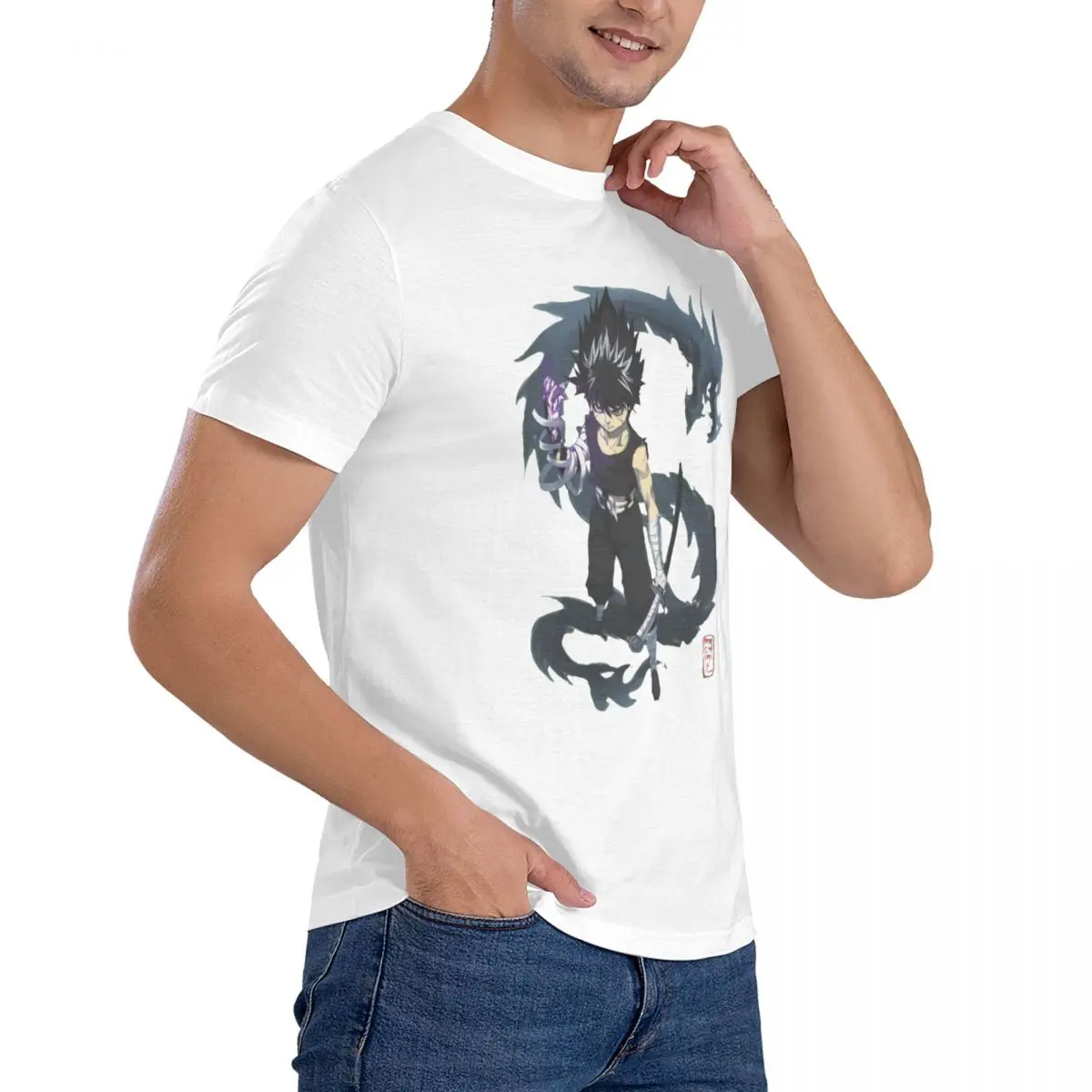 تي شيرت رجالي يو هاكوشو برقبة دائرية ، تي شيرت مطبوع على الموضة الرائعة ، قمم كبيرة الحجم ، ملابس قصيرة الأكمام ، فكرة تي شيرت ، هدية