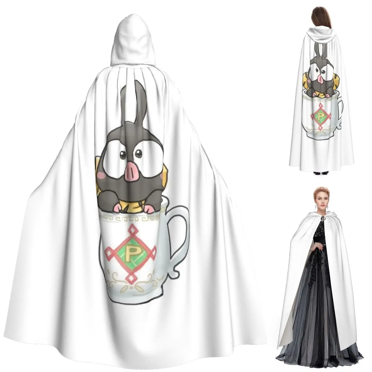 

Ranma 1/2 Saotome Pig Girls P Chan Long Hooded Cloak Witch Medieval Costume Cosplay Cape HalloweenParty Adult Unisex