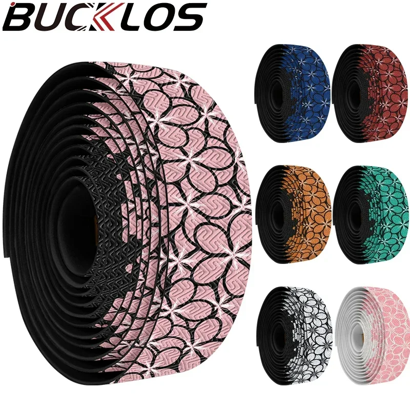 

BUCKLOS Road Bike Handlebar Tape Flower Print Bar Tape Non-slip Shock Absorption Handlebar Tape Waterproof Racing Bike Straps