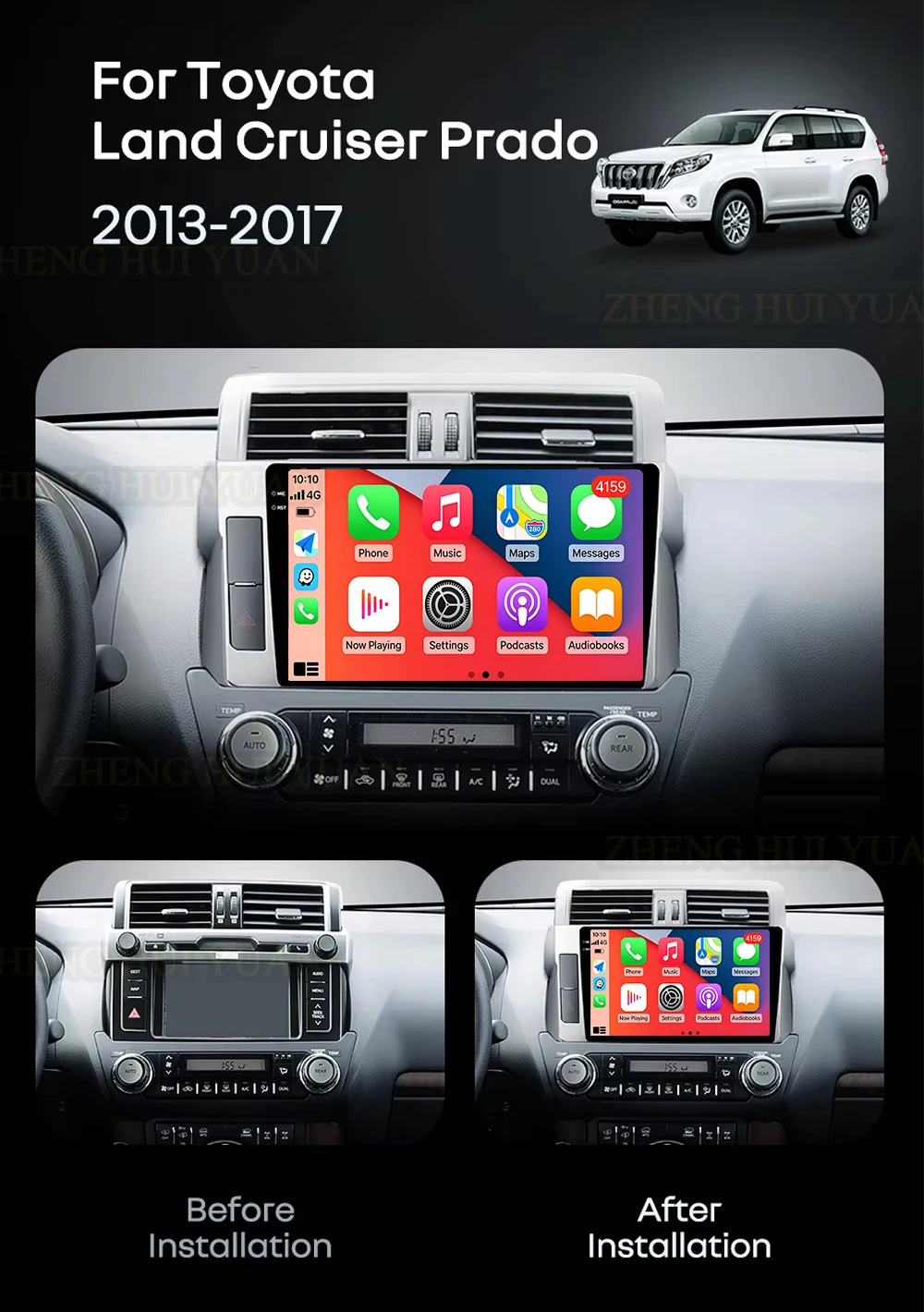 Android 16 For Toyota Land Cruiser Prado 150 2013 - 2017 2K QLED Android Car Radio Multimedia Video Player GPS Stereo CarPlay 4G