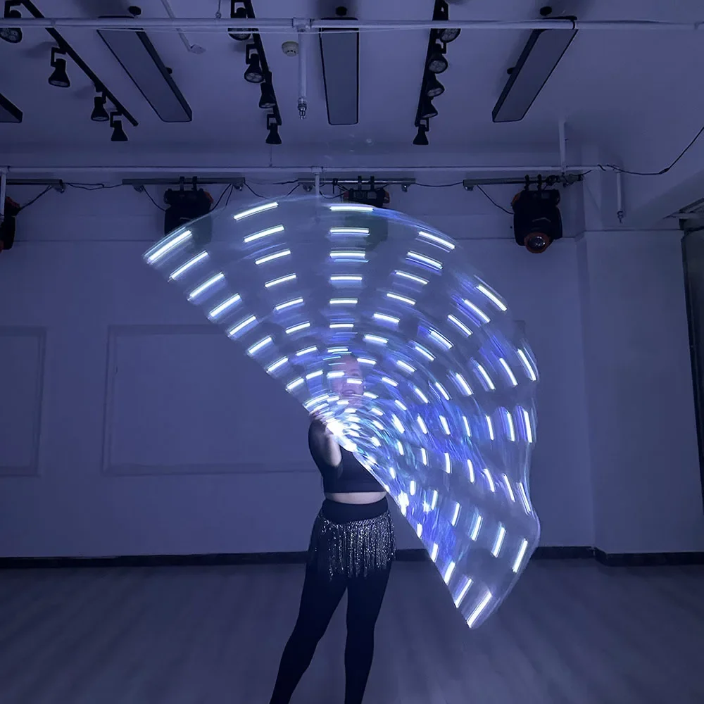 

LED Praise Flags Semicircle Fans Belly Dance White Blue Light Belly Dancing Light Up Props BellyDance Party Festival Accessories