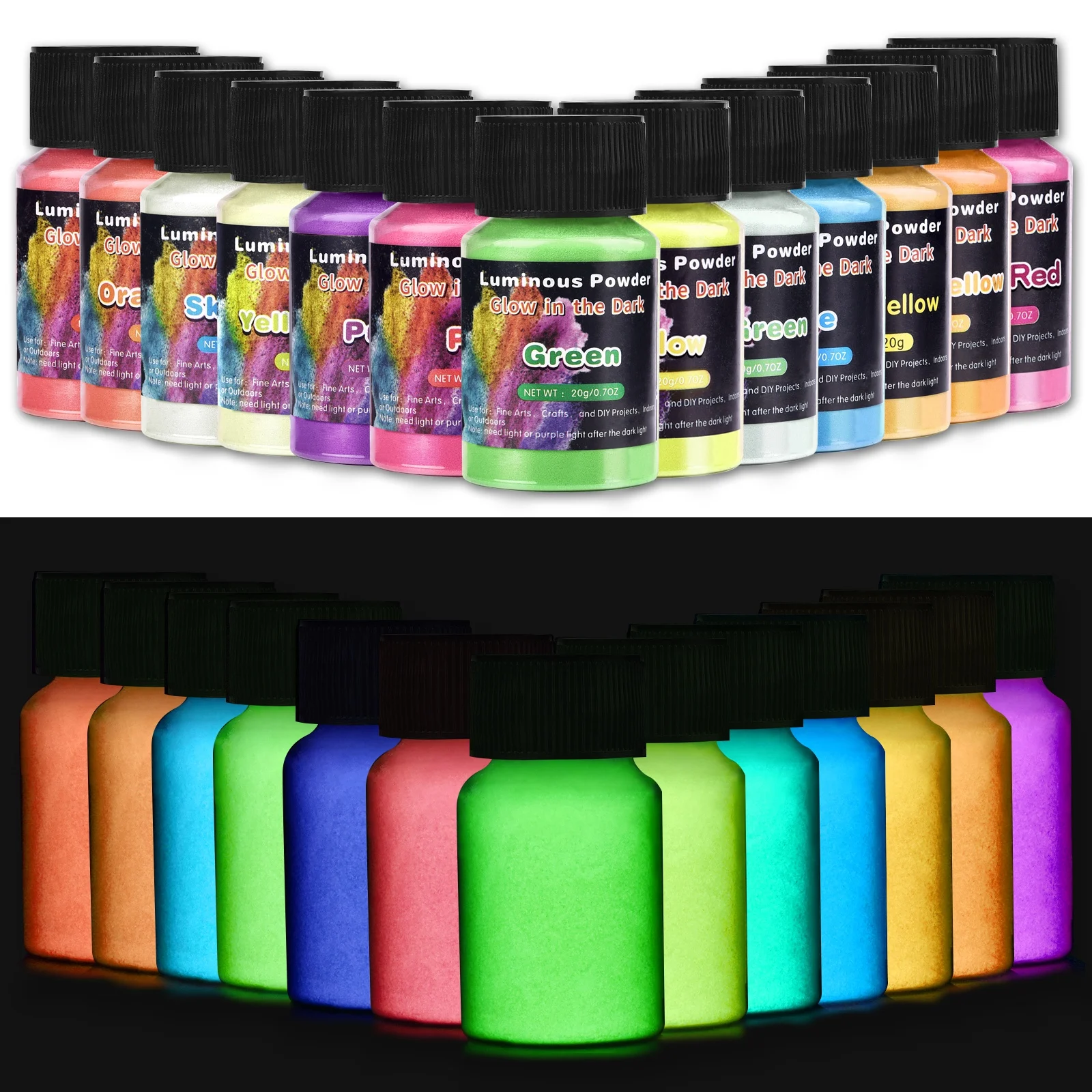 20g Luminous Glitter Powder Phosphor Pigment Long-Lasting Glow In Dark Epoxy Resin Filler For DIY Resin Mold Filling Crafts