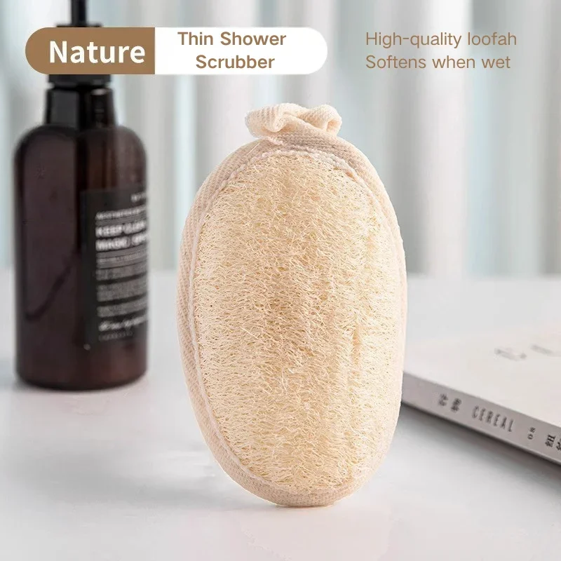Small-Sized Natural Loofah Bath Scrubber – Gentle Exfoliating Scrubber for Men & Women, Deep Cleansing Body Wash Pad