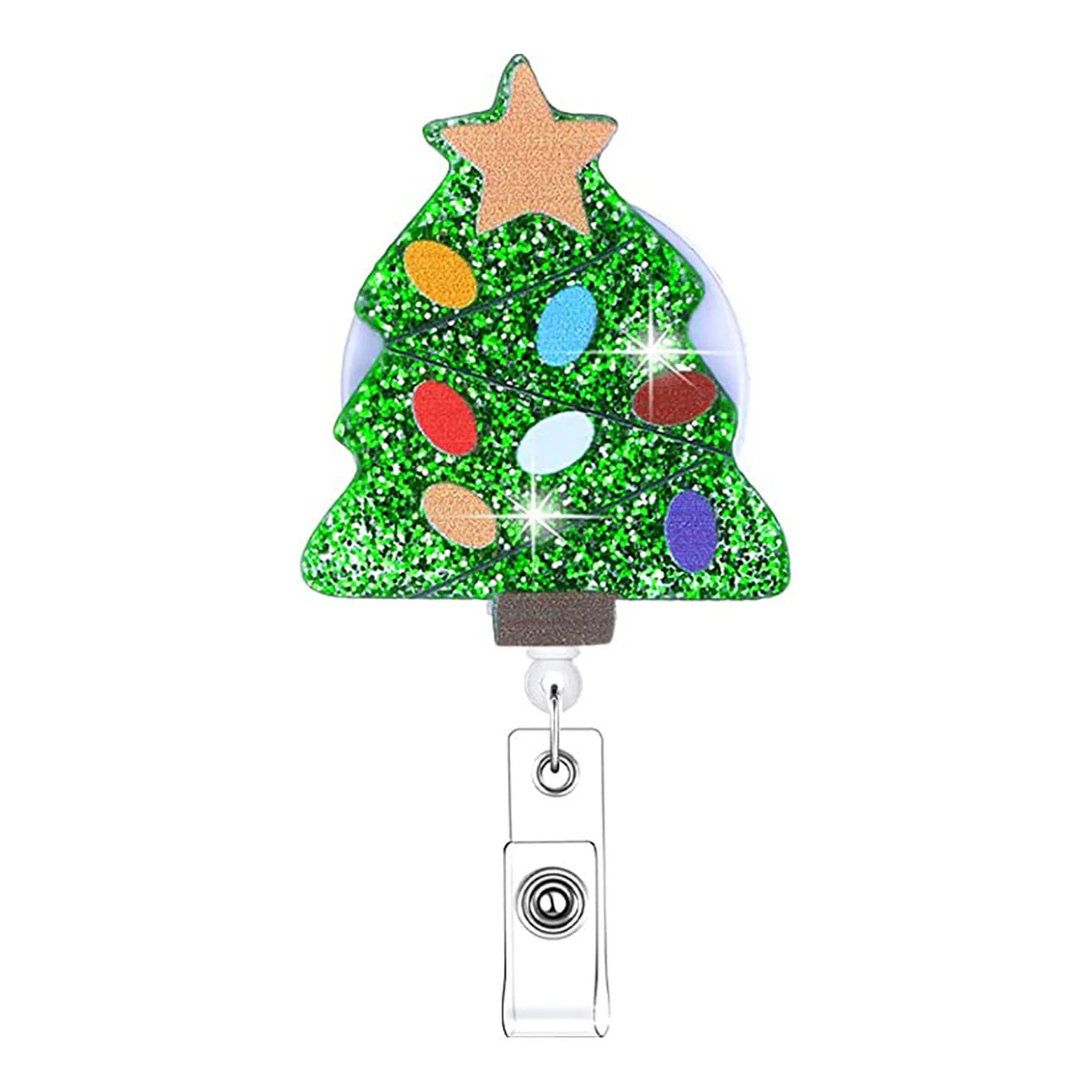 Retractable Christmas Theme Badge Reel For Nurse Id Name Badge Holder Staff Work Card Clip Pass Bus Card Sleeve Acce Clip Reel