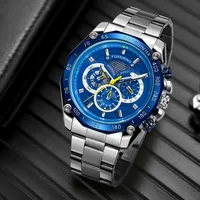 Forsining Blue Ocean Design Silver Steel 3 Dial Calendar Display Mens Automatic Mechanical Sport Wrist Watches Top Brand Luxury