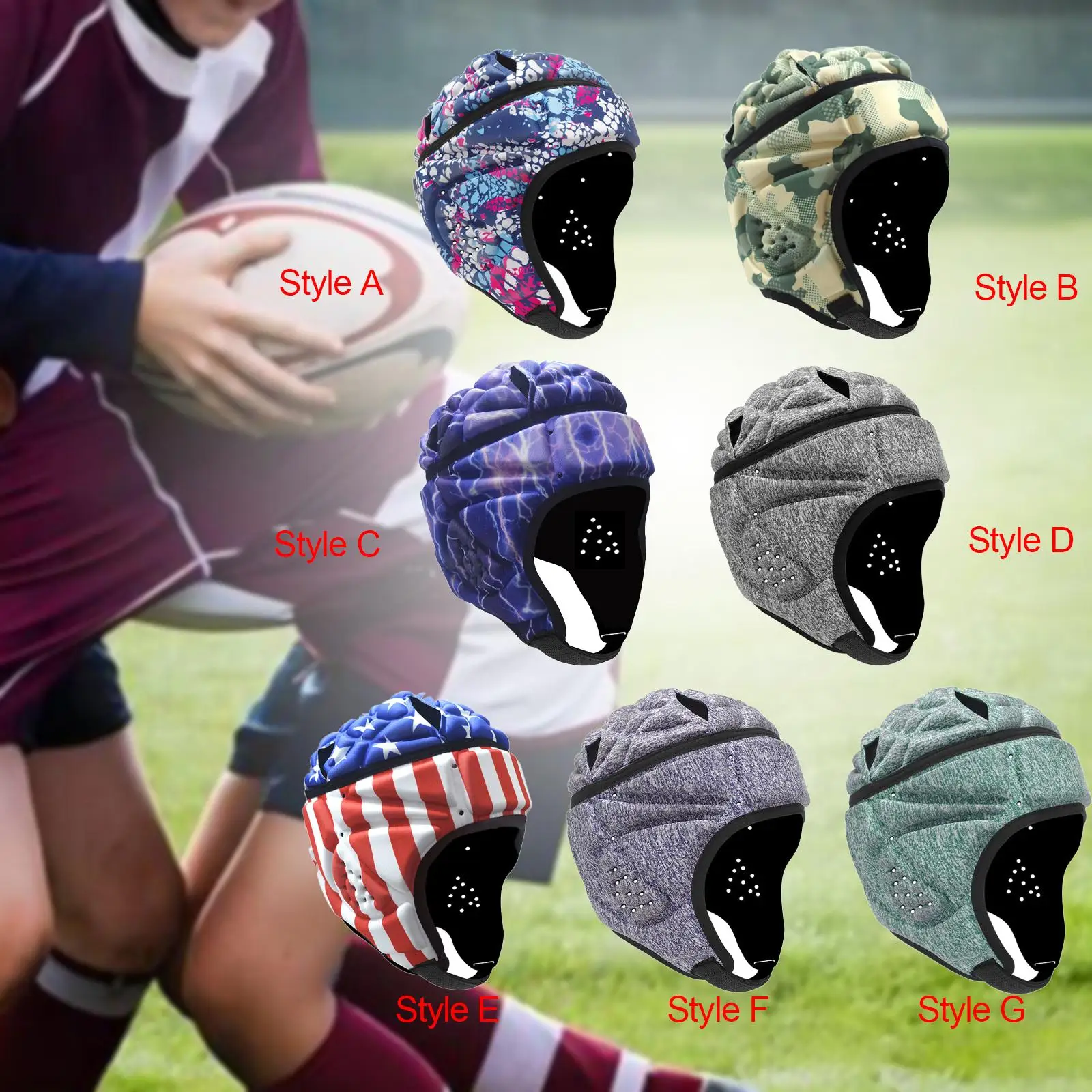 Kids Rugby Helmet Soft Padding Scrum Cap Protector Rugby Protective Cap for