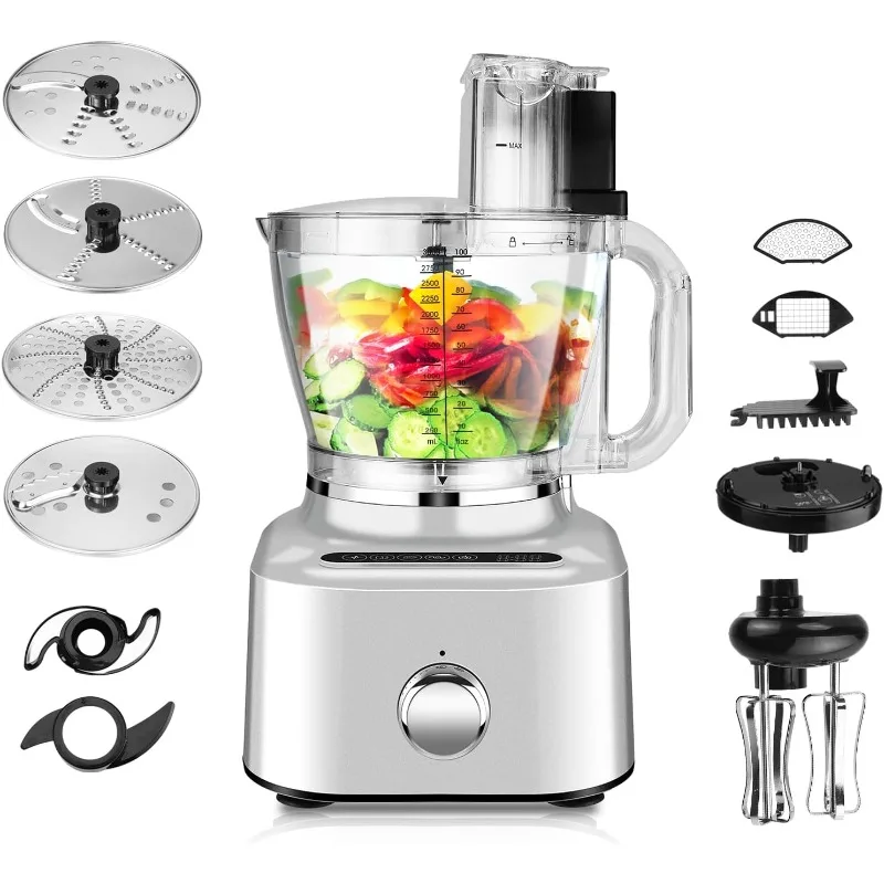 Robot culinaire 16 tasses en aluminium moulé sous pression, 5 modes préréglés, hachoir à légumes électrique