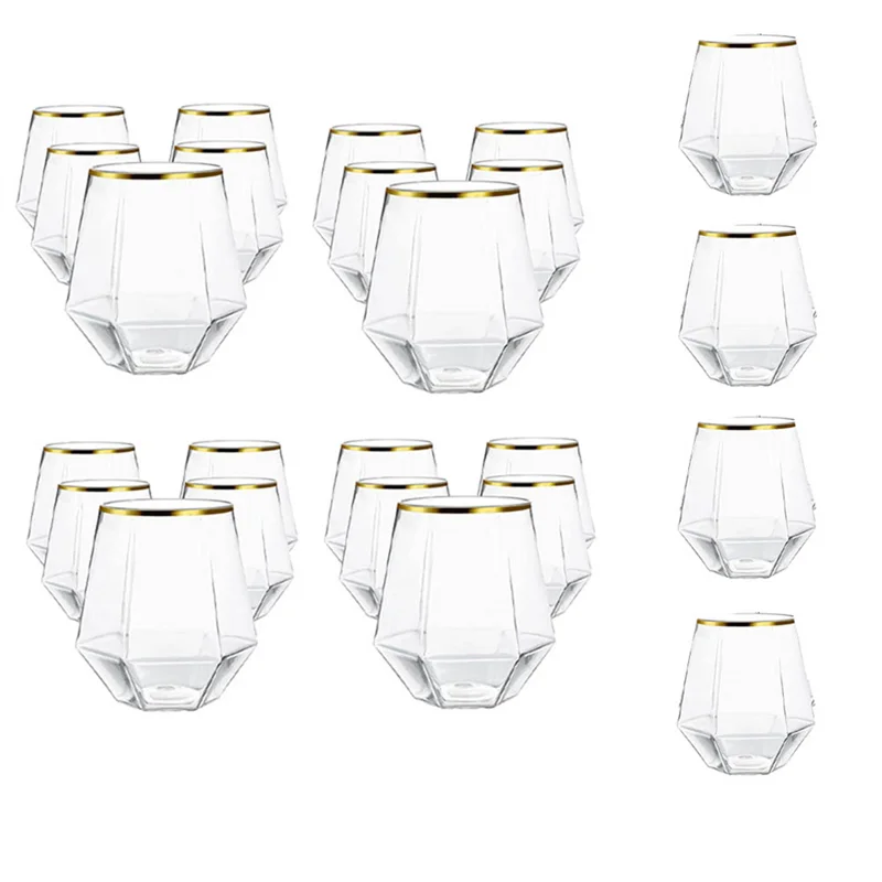 Stemless Plastic Champagne Glasses Whiskey Glasses Cocktail Glasses Wine Cups Disposable Wine Glasses for Parties