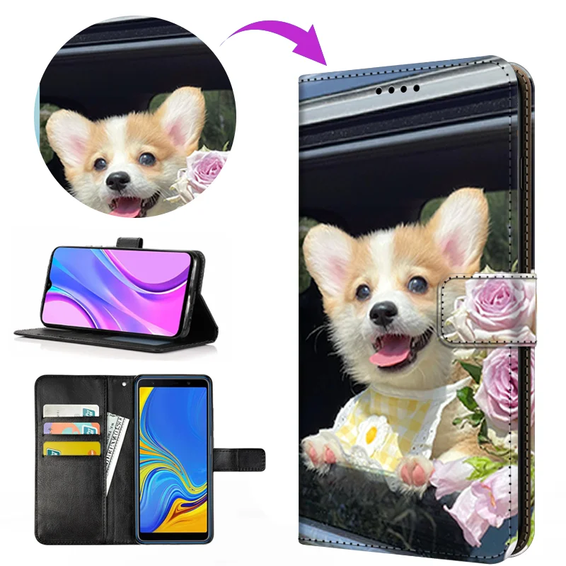 Customized Photo Leather Flip Case for Samsung Note 20, A54, A53, A52, A03, A14, A72, S23, S22 Plus, S21, S20FE, Picture Cover