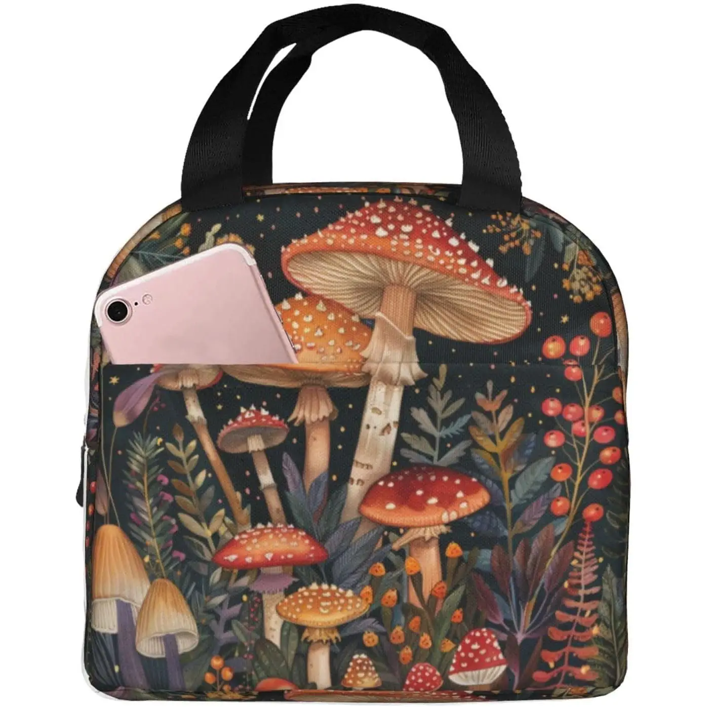 

Mushroom Forest Insulated Lunch Box Cooler Tote for Adults Student Boys Girls Women Men Work Office School Picnic Beach Reusable