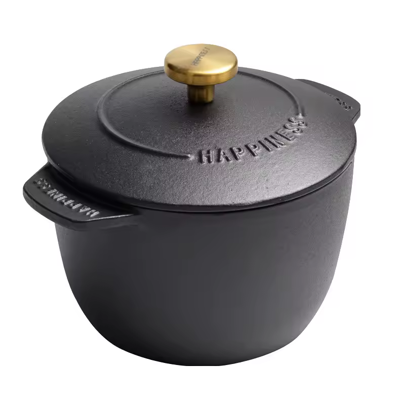 Cazuela de arroz, olla arrocera de hierro fundido, 16cm, horno holandés negro, olla para estofado aplicable a cocinar arroz y hornear, utensilios de cocina de 1,5 cuartos