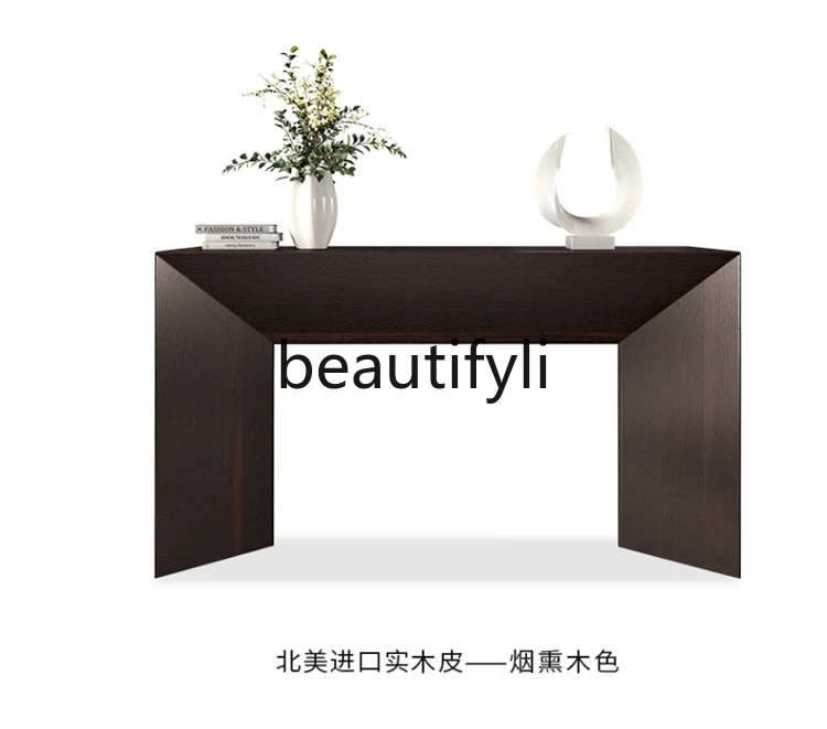 

Italian wabi-sabi black double-sided entrance cabinet entry table simple solid wood decoration partition case