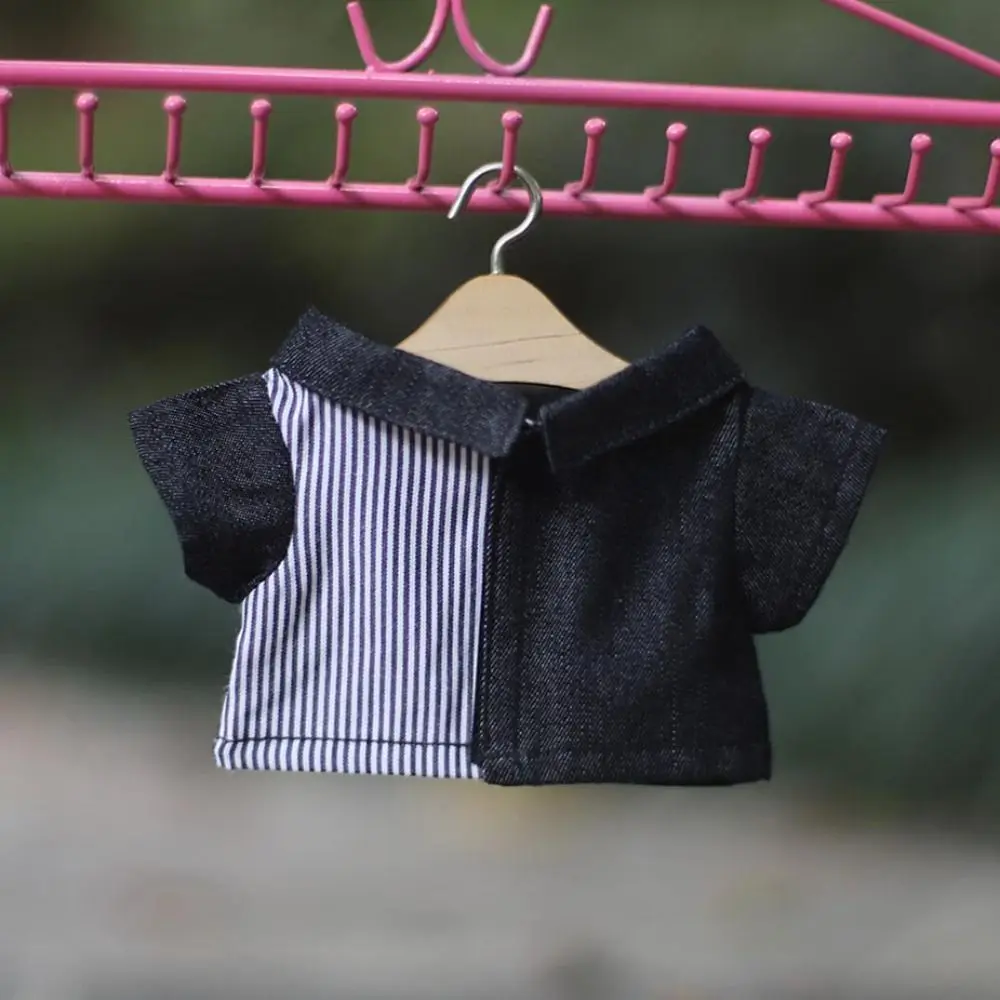 Ropa de muñeca versátil, Tops, camisa de solapa, blusa a rayas de moda para muñecas de peluche de algodón, accesorios de juguetes, atuendo de muñeca Idol, 10/20cm