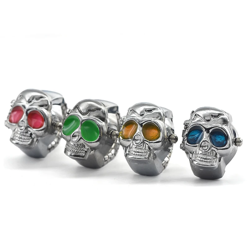 Reloj con anillo de cuarzo con personalidad, esfera Circular de aleación, Unisex, regalo de Navidad, divertido, con calavera creativa