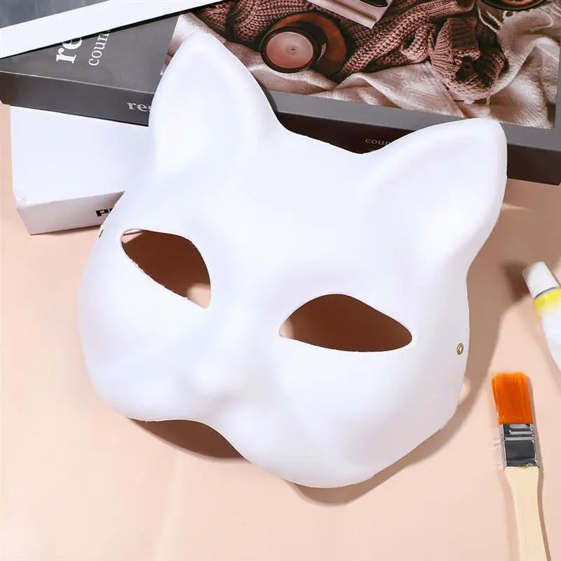 6pcs Mask Cat Masquerade Blank Masks White Animal Empty Face Women Diy Halloween Cosplay Party Kid Woman Wolf Costumes