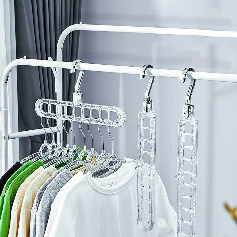 

Nine-hole Clothes Hanger Household Red Plastic Multi-function Clothes Drying Artifact Horizontal And Vertical Magic Rotating