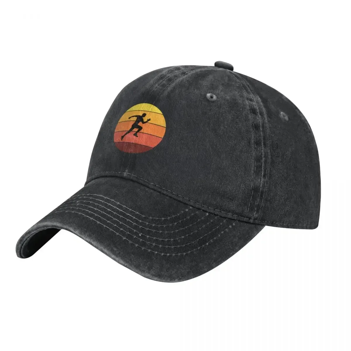 Vintage Retro Sunset Running Runner Marathon Gift Baseball Cap Wild Ball Hat Snap Back Hat Winter hat Rugby Mens Women's