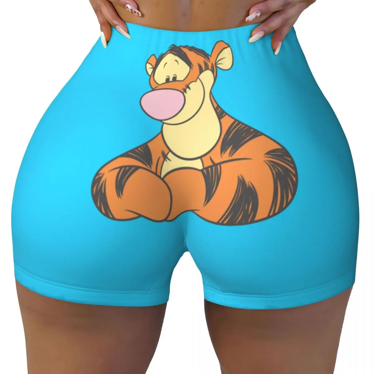 Custom Winnie The Pooh Tigger Animation Cartoons Workout Shorts for Women Gym Volleyball Biker Yoga Shorts