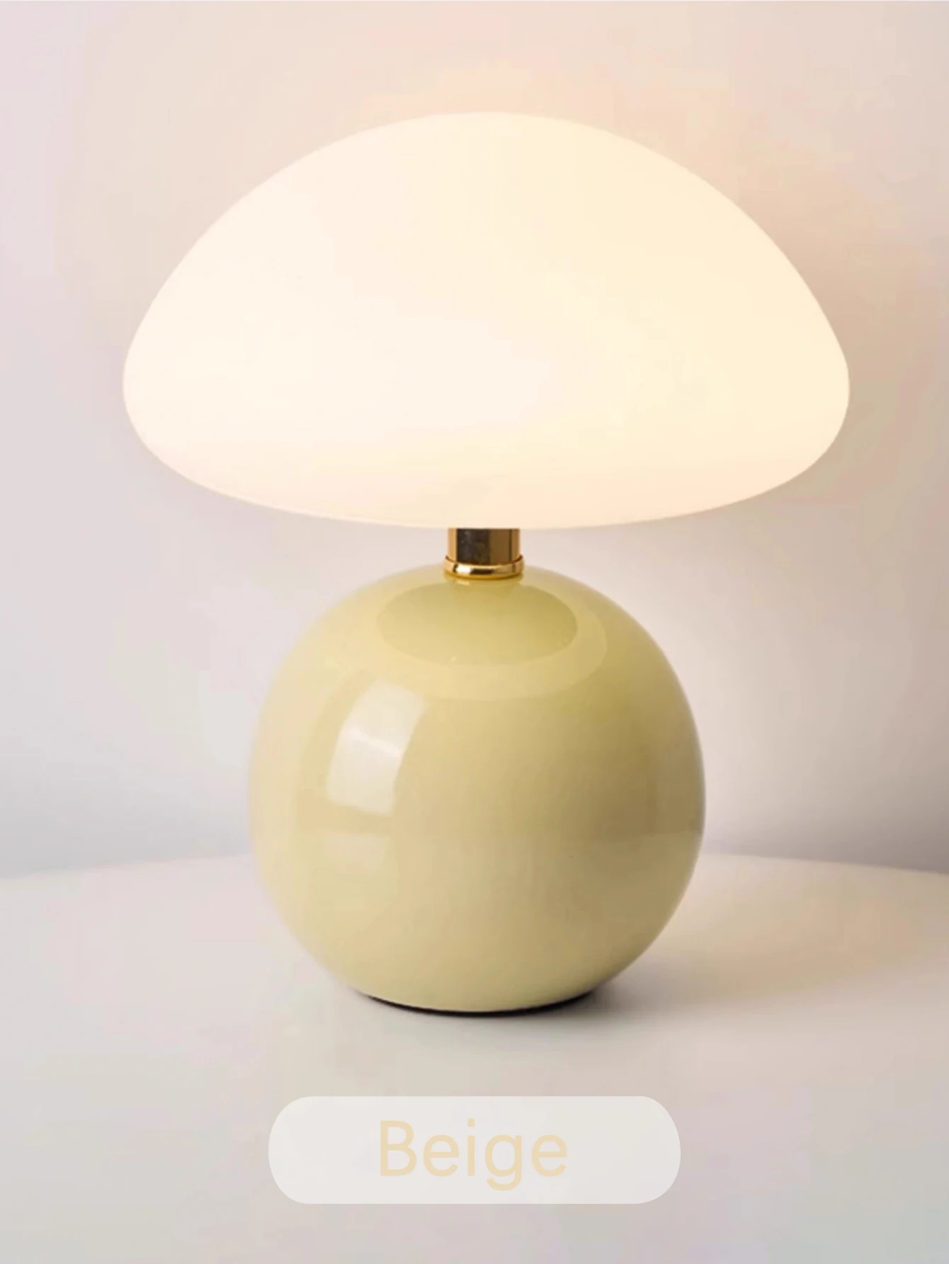 Mushroom Small Table Lamp Cream Roller Molded Ceramic Atmosphere Lamp Eye Protection LED Lamp Bedroom Headboard Decoration Light