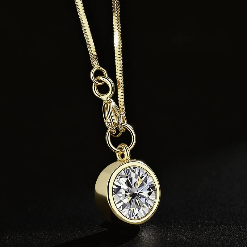 قلادة من الفضة عيار 925 عيار 1 قيراط مويسانيتي مستديرة متعددة الاستخدامات للرجال والنساء عالية الجودة #4