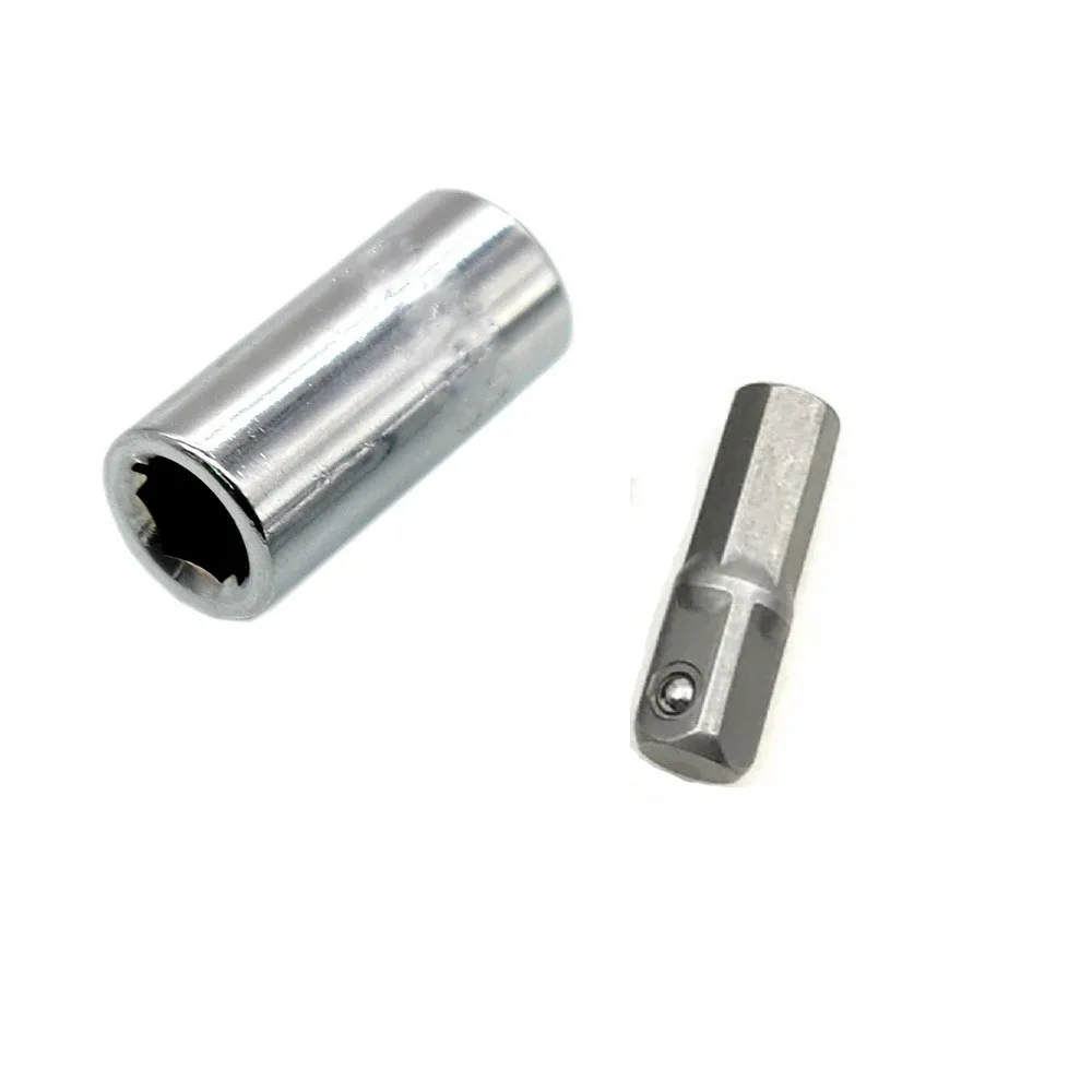 2Pcs 1/4 Vierkante Drive Tot 1/4 Hex Schacht Klopboormachine Socket + 1/4 Boor Socket Adapter Voor Alle Quick veranderen Klauwplaten 2000 In/Lb