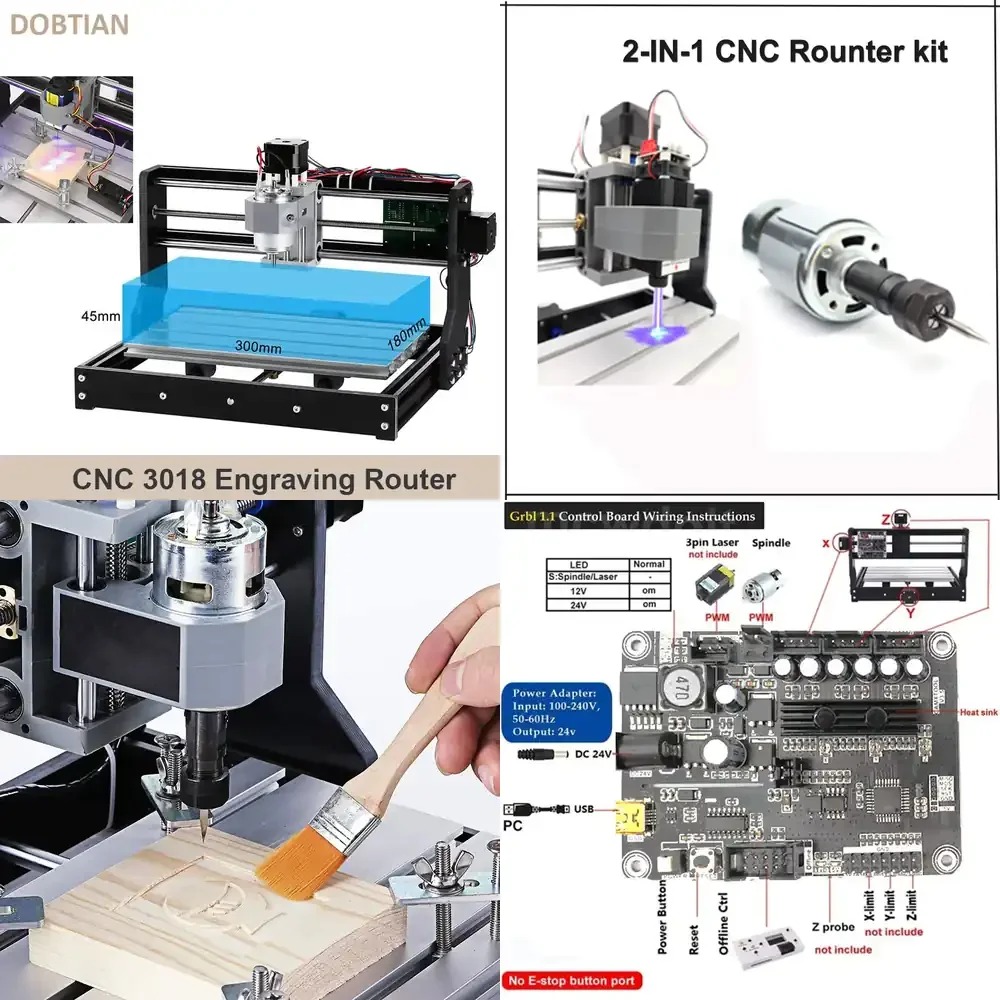 Máquina de Grabado CNC 3018 PRO para Madera con Módulo de Grabador, Router CNC de 3 Ejes para Tallado de Madera, Kit CNC para Bricolaje