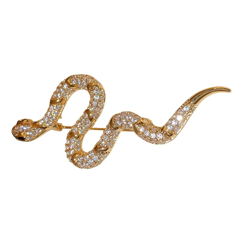 Unique Snake Zircon Brooch Personalized Creative Design Pins Women\'s Suit Coat Accessories Clip Punk Snake-shape Brooch Jewelry