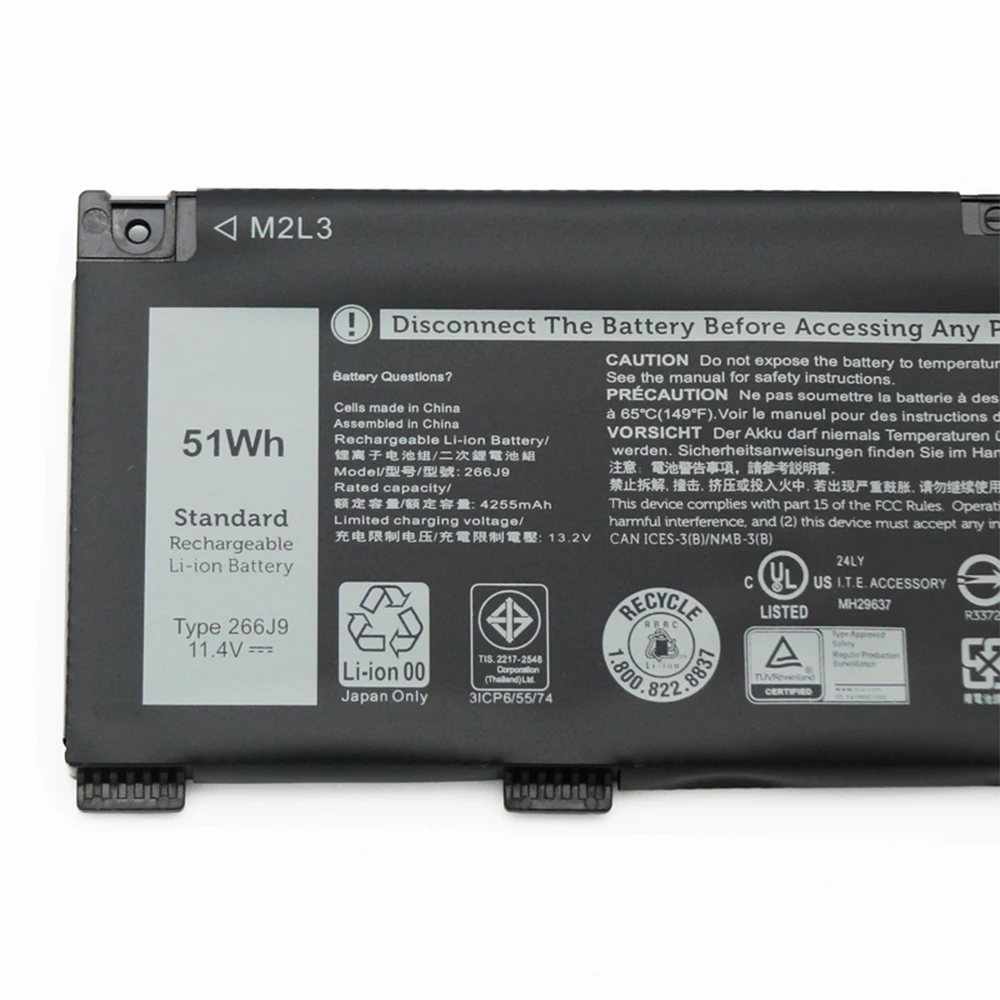 266J9 M4GWP 0PN1VN 11.4V 51Wh Laptop Battery For Dell G3 3500 15 3790 3590 G5 15 5500 5587 5590 G7 7590 7790 Inspiron 14 5490