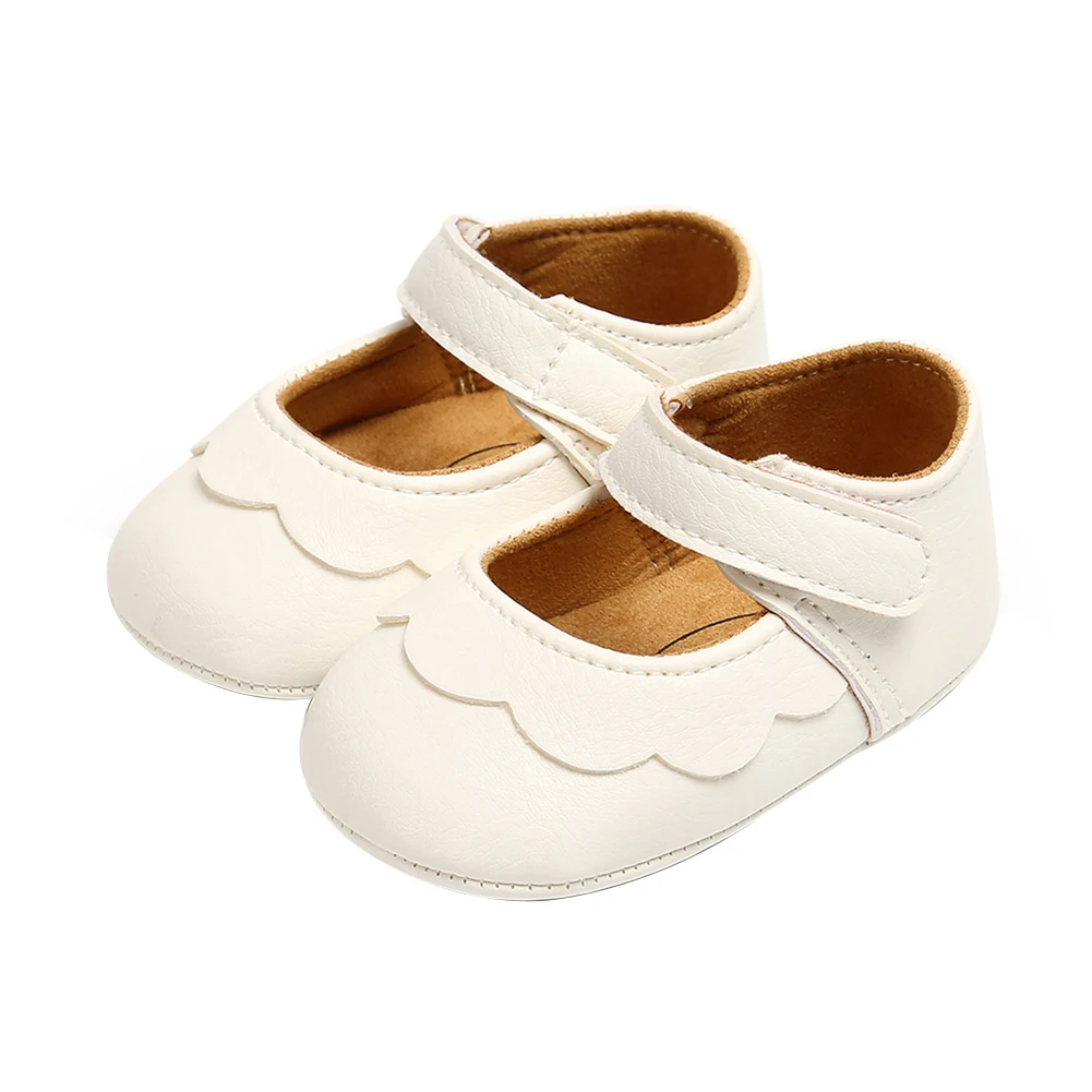 Baby Girl Princess Flat Shoes Lovely Soft Antiskid Sole Cribs Shoes Classic Mary Jane Shoes Ruffle Hem Flat Shoes