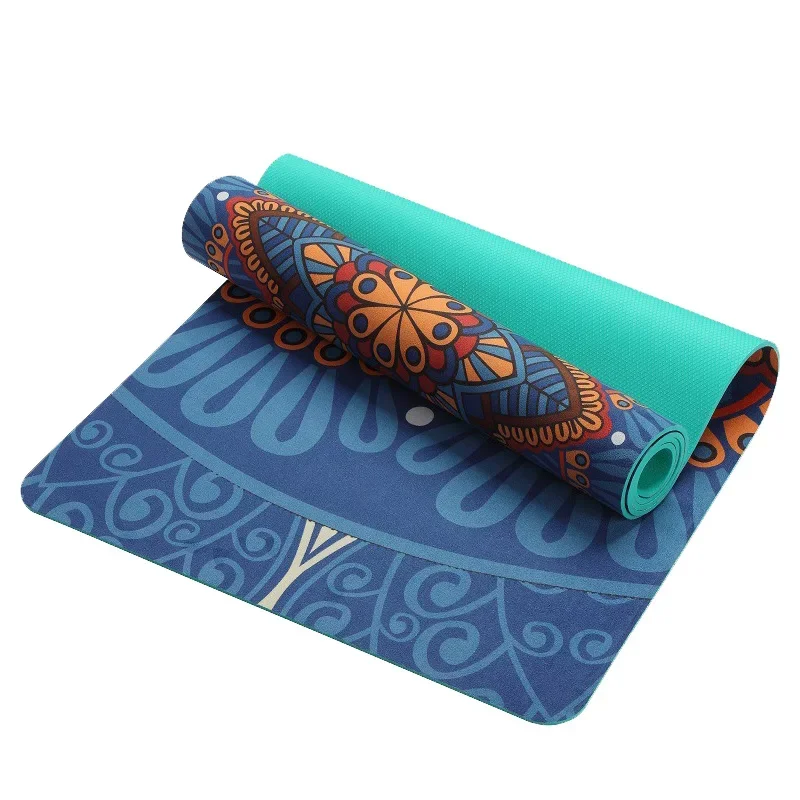 Lotus Pattern Suede TPE Yoga Mat Pad Non-slip Slimming Exercise Fitness Gymnastics Mat Fitness Esterilla Pilates Home Gym 6 MM