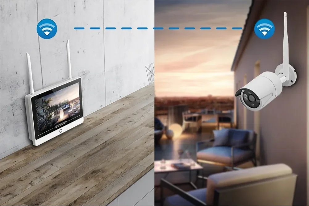 التوصيل تشغيل 3MP 4CH كاميرا مراقبة فيديو DVR طقم NVR مع شاشة 12 بوصة الذكية تويا المنزل واي فاي نظام الكاميرا الأمنية IP