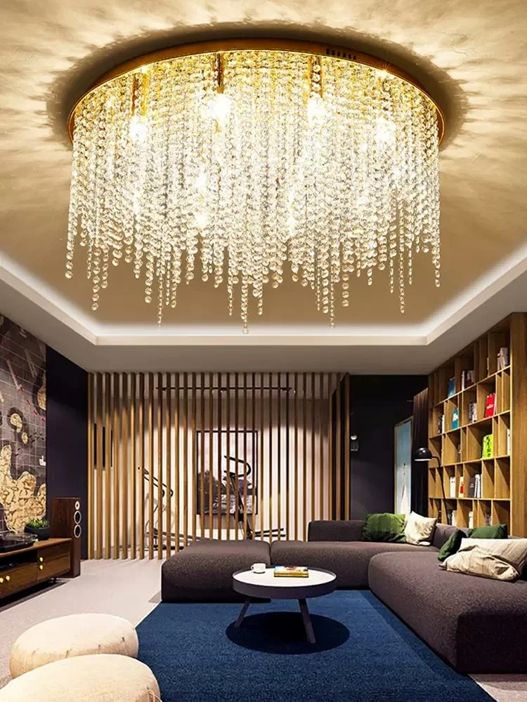 Tassel crystal light circular postmodern luxury living room ceiling master bedroom light LED restaurant creative lighting