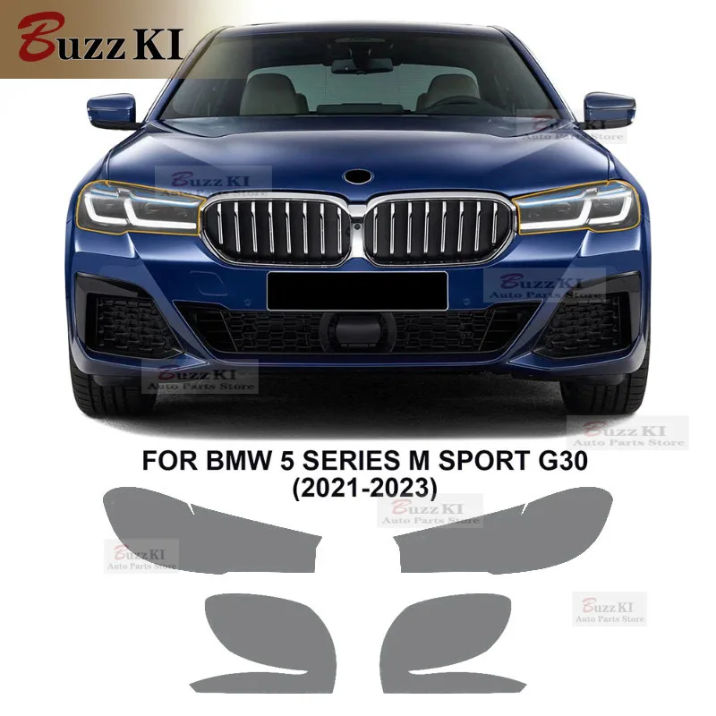 Image of Für BMW 5er G30 M Sport 2021 2022 2023 TPU Frontscheinwerfer Rückspiegel Schutzfolie Vorgeschnittener Auto Klarer transparenter Aufkleber