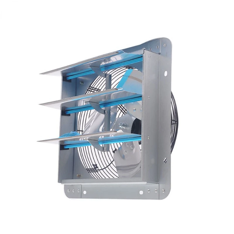 Square industrial ventilation fan, 12 inch kitchen fume shutter exhaust fan, all metal rainproof check air exhaust fan