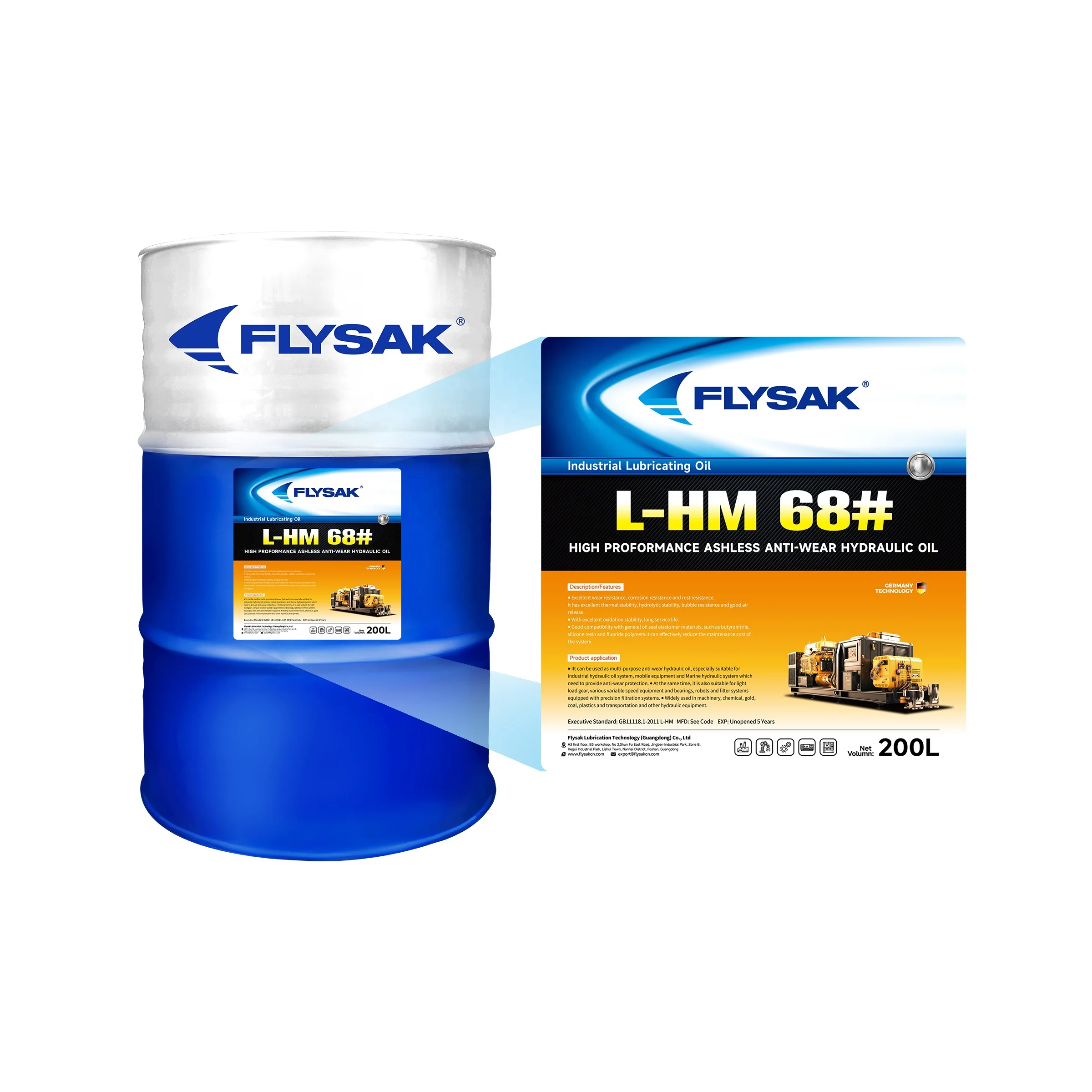 

OEM Label Industry Lubricant High Pressure Ashless Anti-Wear Hydraulic Oil 68