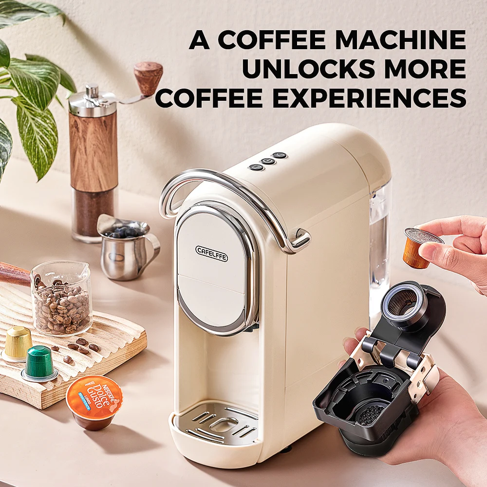 Cafelffe Capsule Coffee Machine DG Cappuccino Nespresso Capsule Espresso maker cafeteria Gift for Lover,Dad,Mom,Hot/Cold 3in1