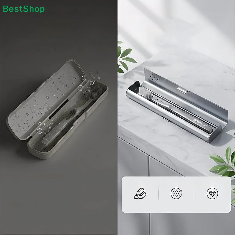 ☪Empty Aluminum Toothbrush Travel Case, Portable Travel Toothbrush Holder, Durable Manual Tooth Brush Box Container