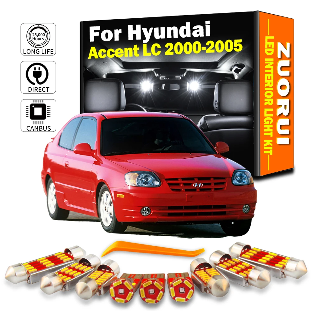 ZUORUI 10Pcs LED Interior Map Dome License Plate Light ​Kit For Hyundai Accent LC 2000 2001 2002 2003 2004 2005 Canbus Car Bulbs