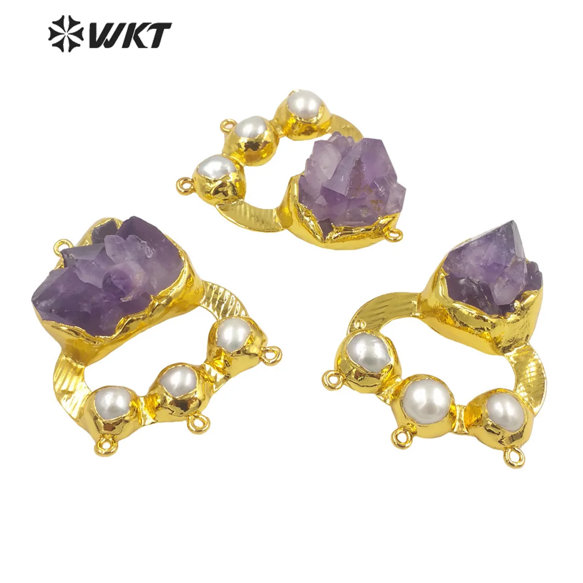 WT-P1950  WKT 2023 Fashion Style Amethyst & Pearl Pendant Amazing Shape For Jewelry Supplies Jewelry 18K Gold Attractive